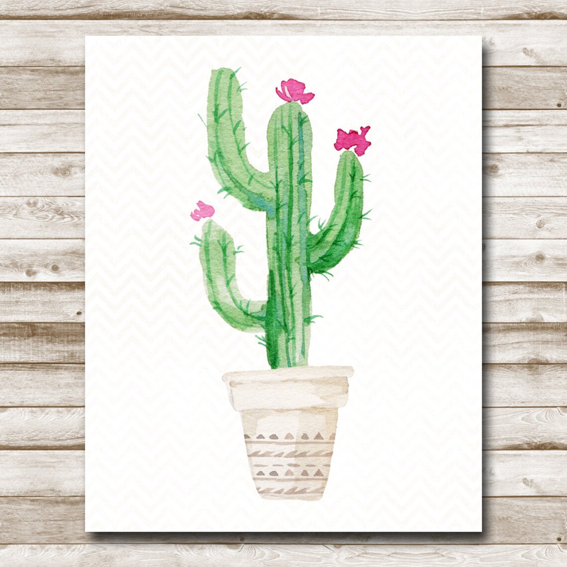 Cactus Blooming Southwestern Chevron Art Print - Image 4