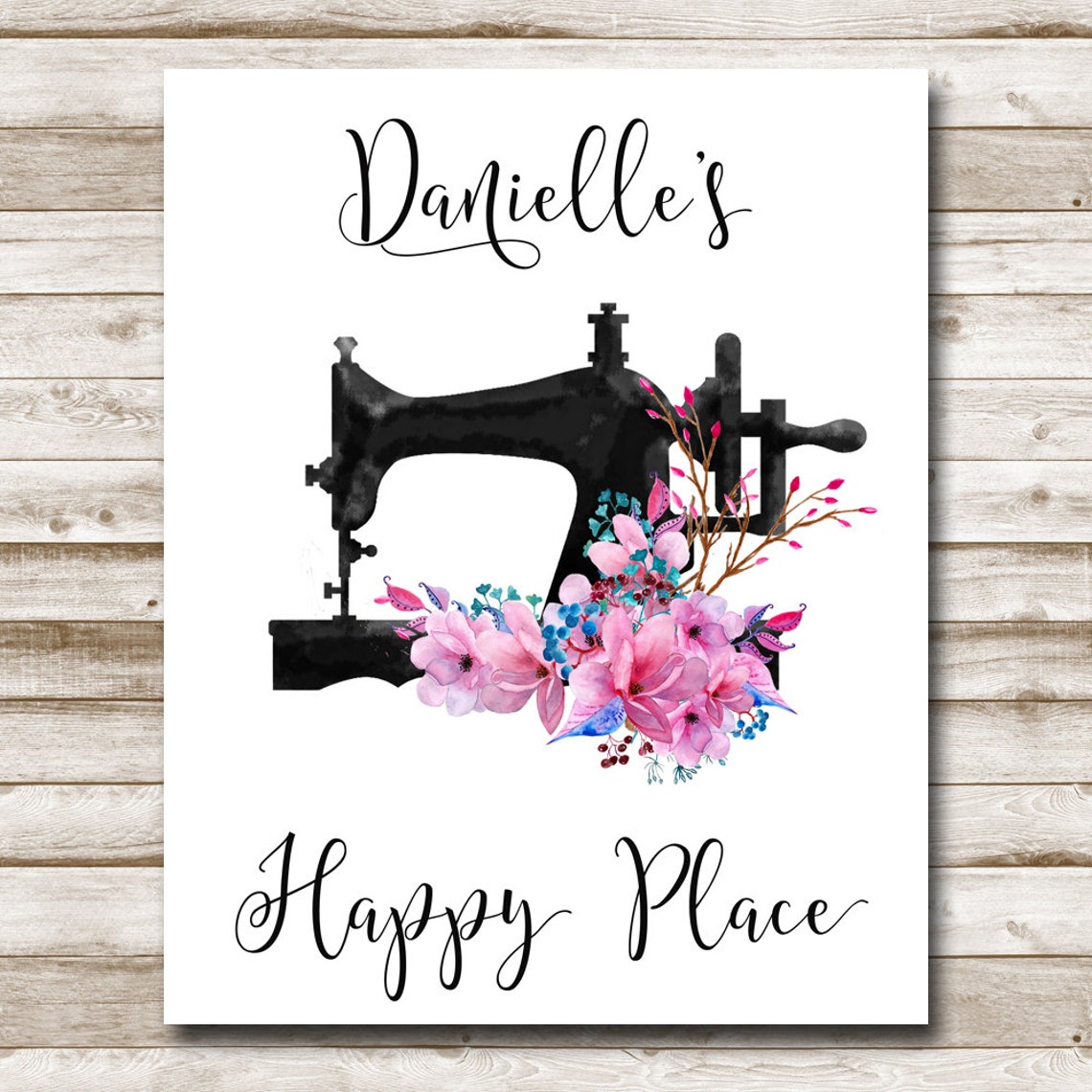 Personalized Sewing Machine Happy Place Craft Room Sign Wall Art - Image 4