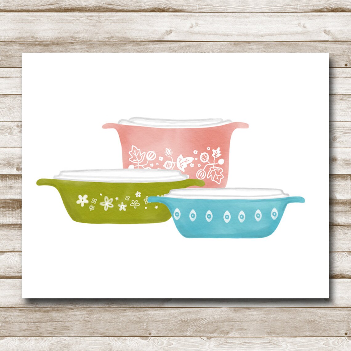 Vintage Pyrex Kitchen Art Print, Retro Farmhouse Decor - Image 5