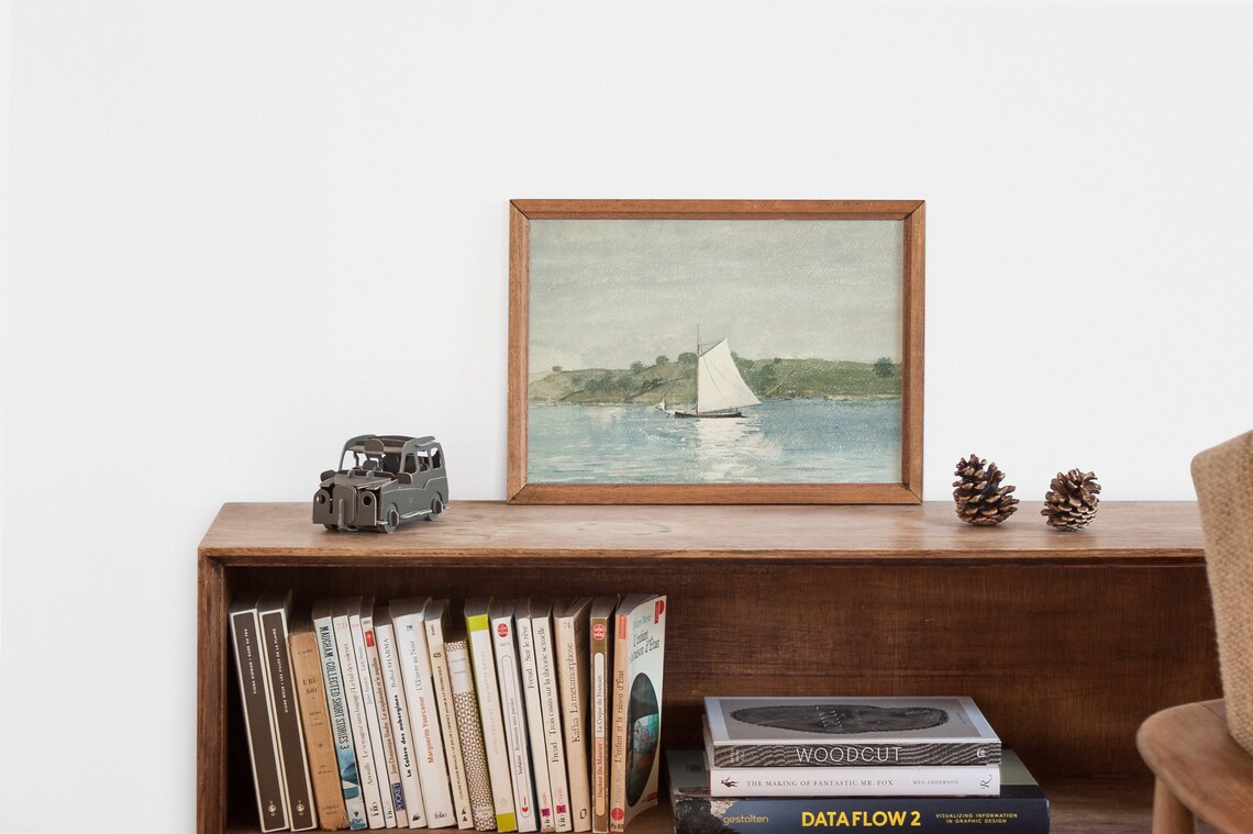Vintage Sailboat Painting, Ocean Wall Art Print - Image 2