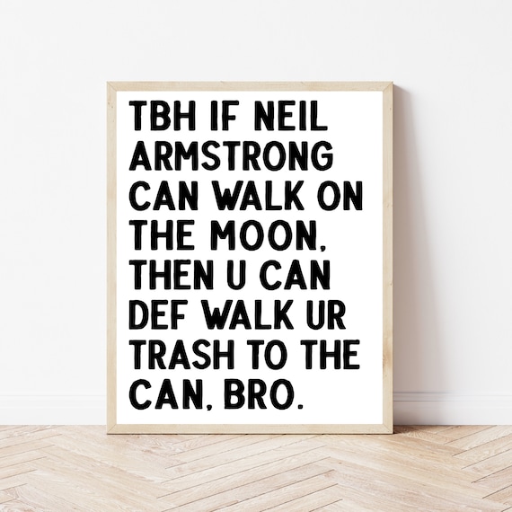 Neil Armstrong Moon Walk Funny Trash Classroom Humor Quote Poster