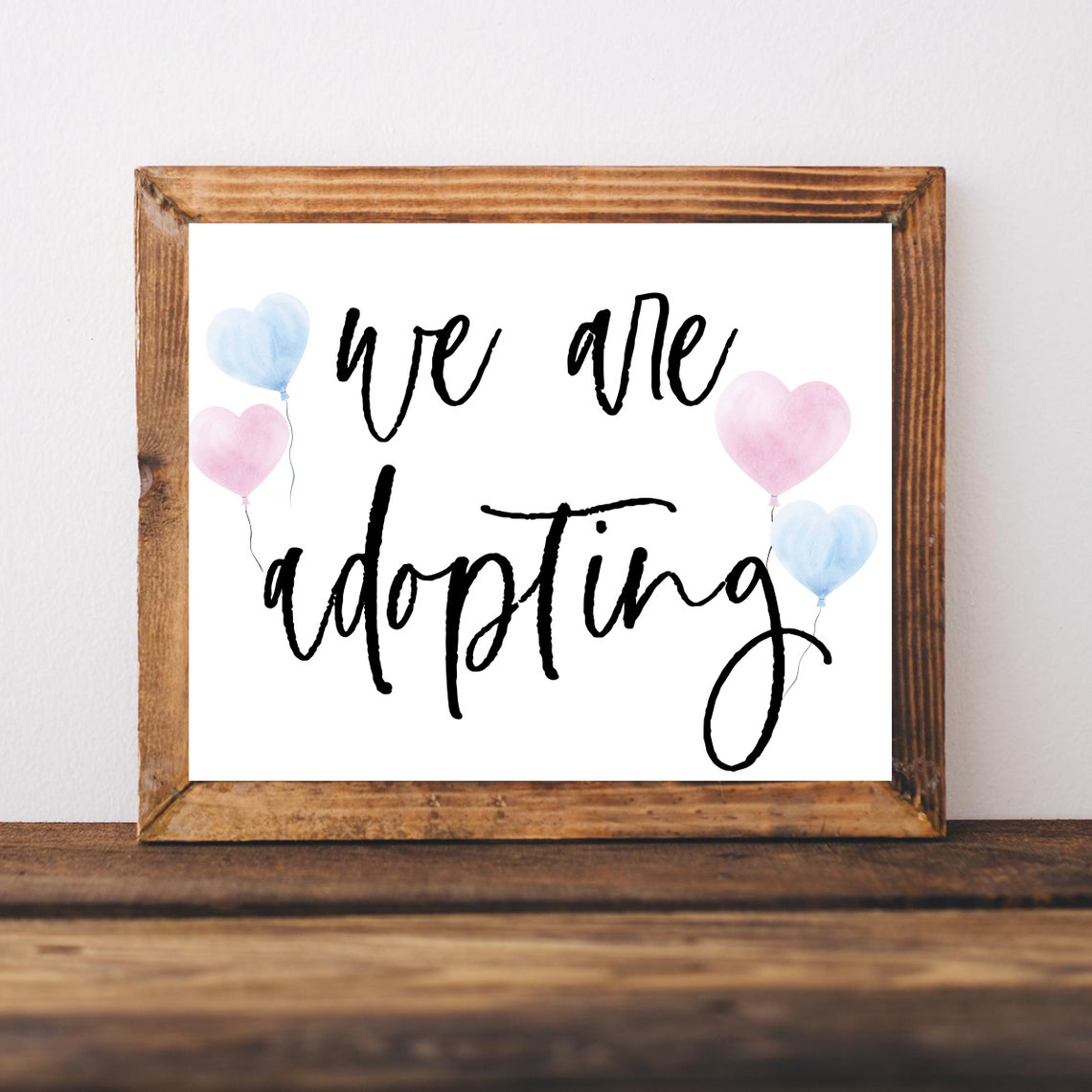 We Are Adopting Sweet Heart Balloons Watercolor Nursery Poster