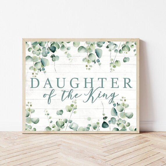 Daughter Of King Sign Scripture Bedroom Decor Christian Gift Teen Girl Affirmations Religious Room Print Bible Wall Art