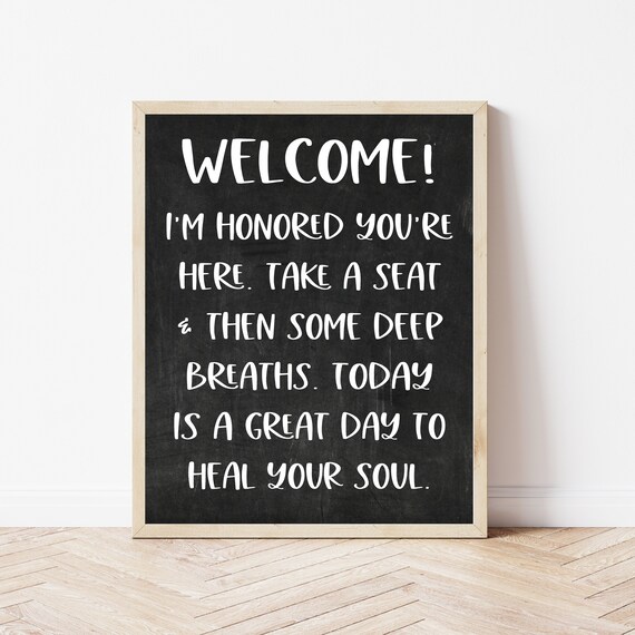 Welcome I Am Honored You Are Here Therapy Office Chalkboard Wall Art