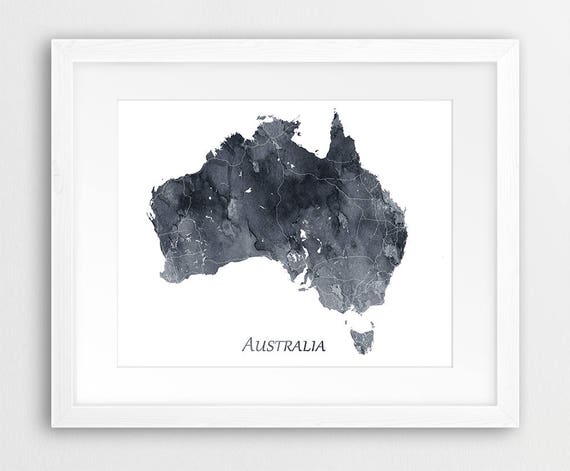 Australia Map Watercolor Travel Poster