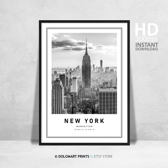 New York Poster, Empire State Building Coordinates