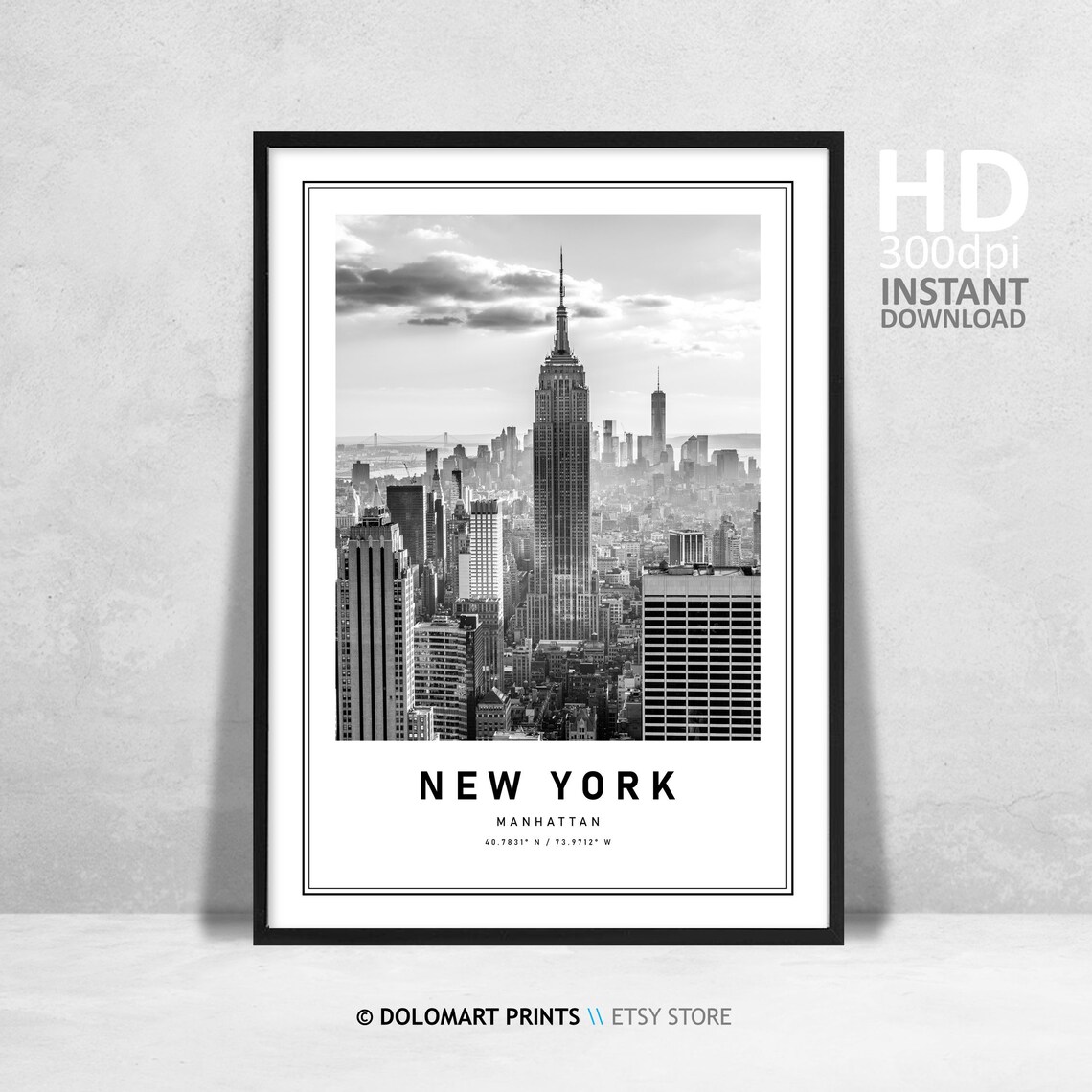 New York Poster, Empire State Building Coordinates
