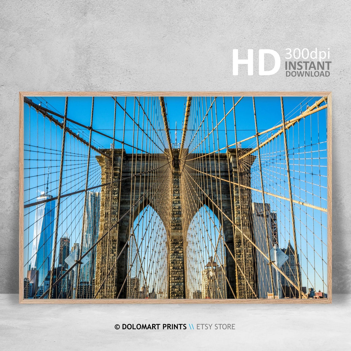 Brooklyn Bridge Cables Blue Sky New York City Photography Poster - Image 4