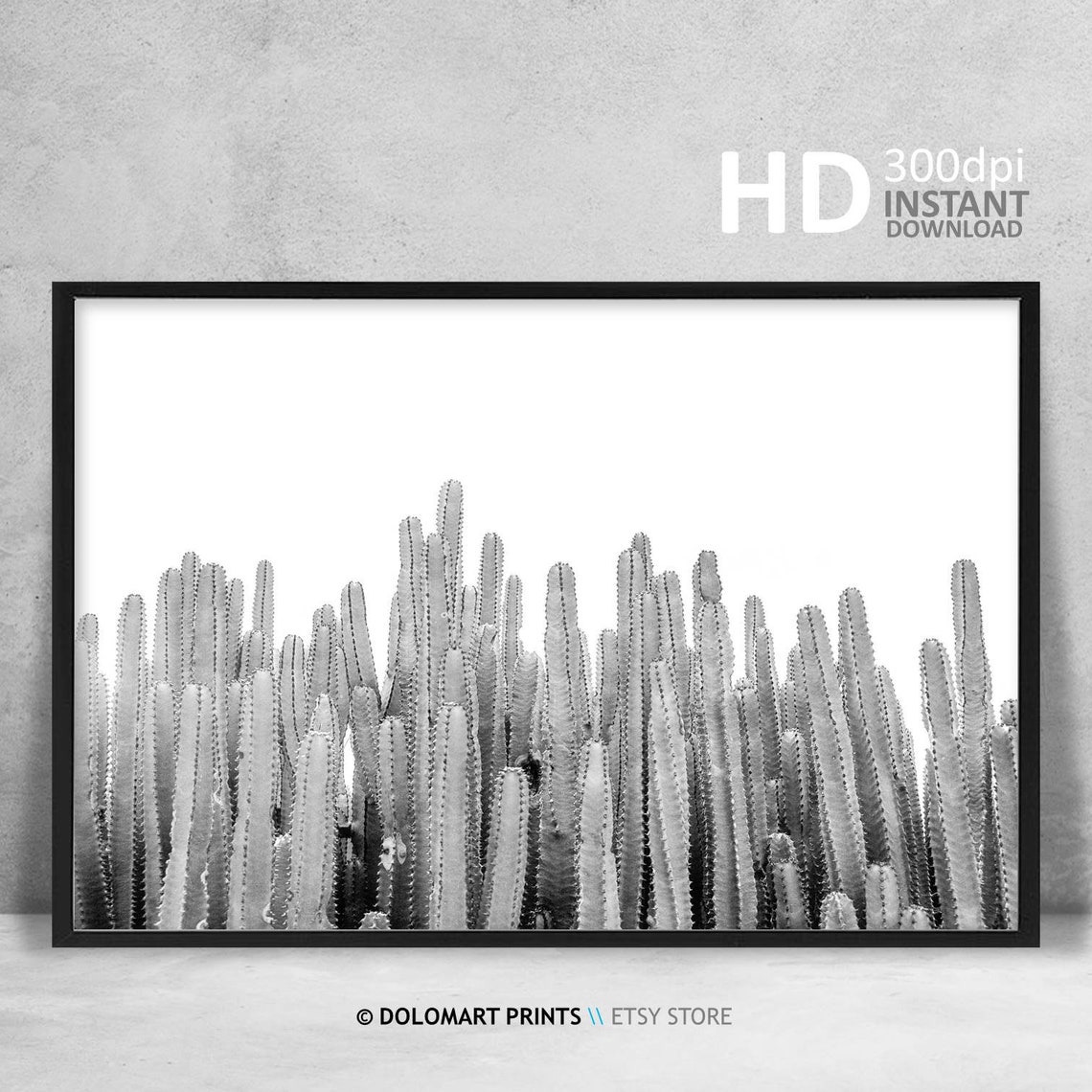 Black and White Cactus Columns Minimal Desert Botanical Poster - Image 4