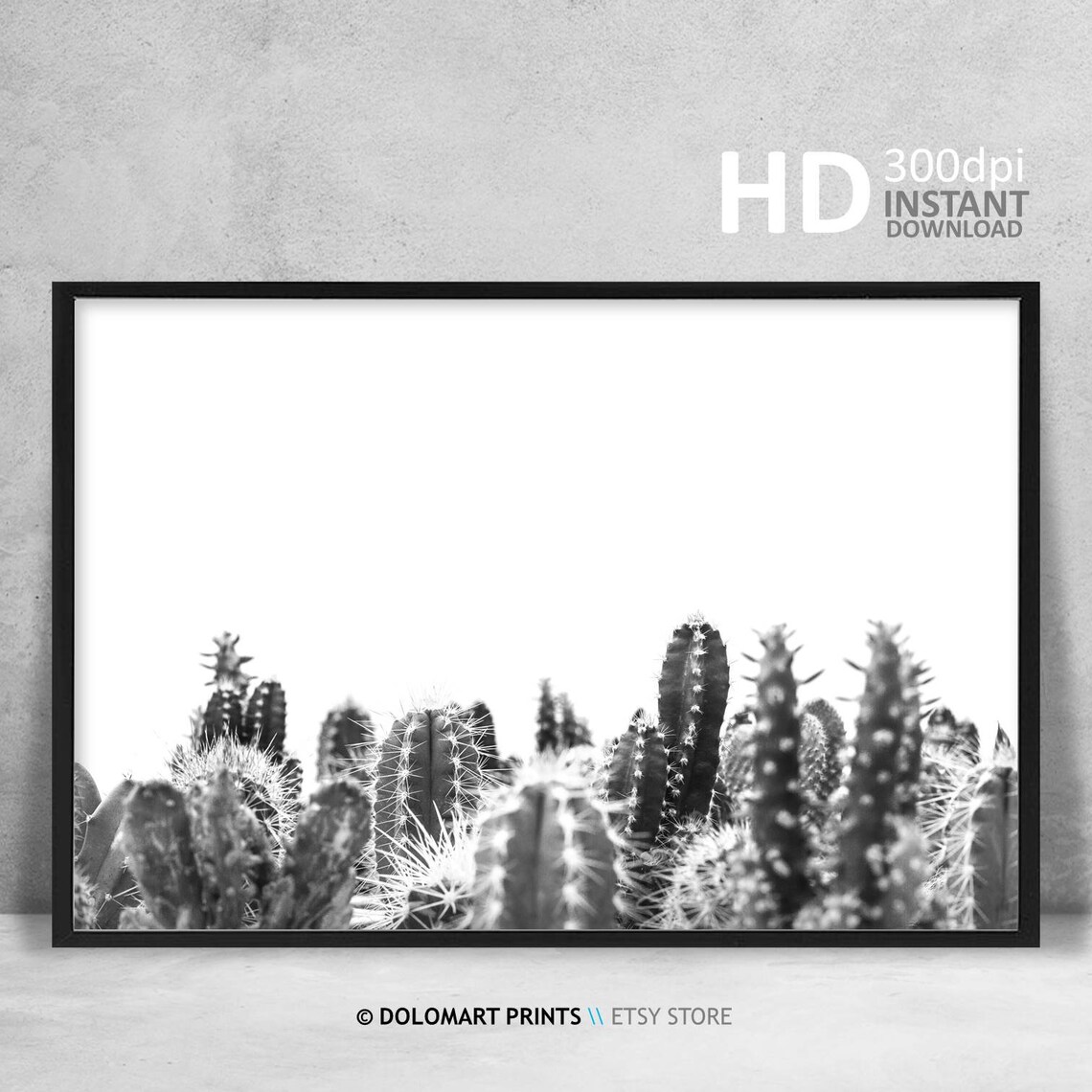 Black And White Cactus Print, Farmhouse Wall Decor - Image 4