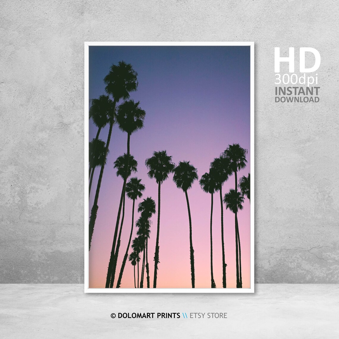 Palm Tree Print, Tropical Beach Sunset Art Print