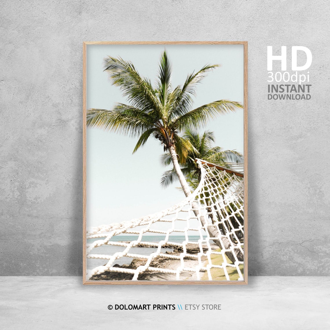 Palm Tree and Hammock on Tropical Beach Relaxing Photography Poster - Image 3