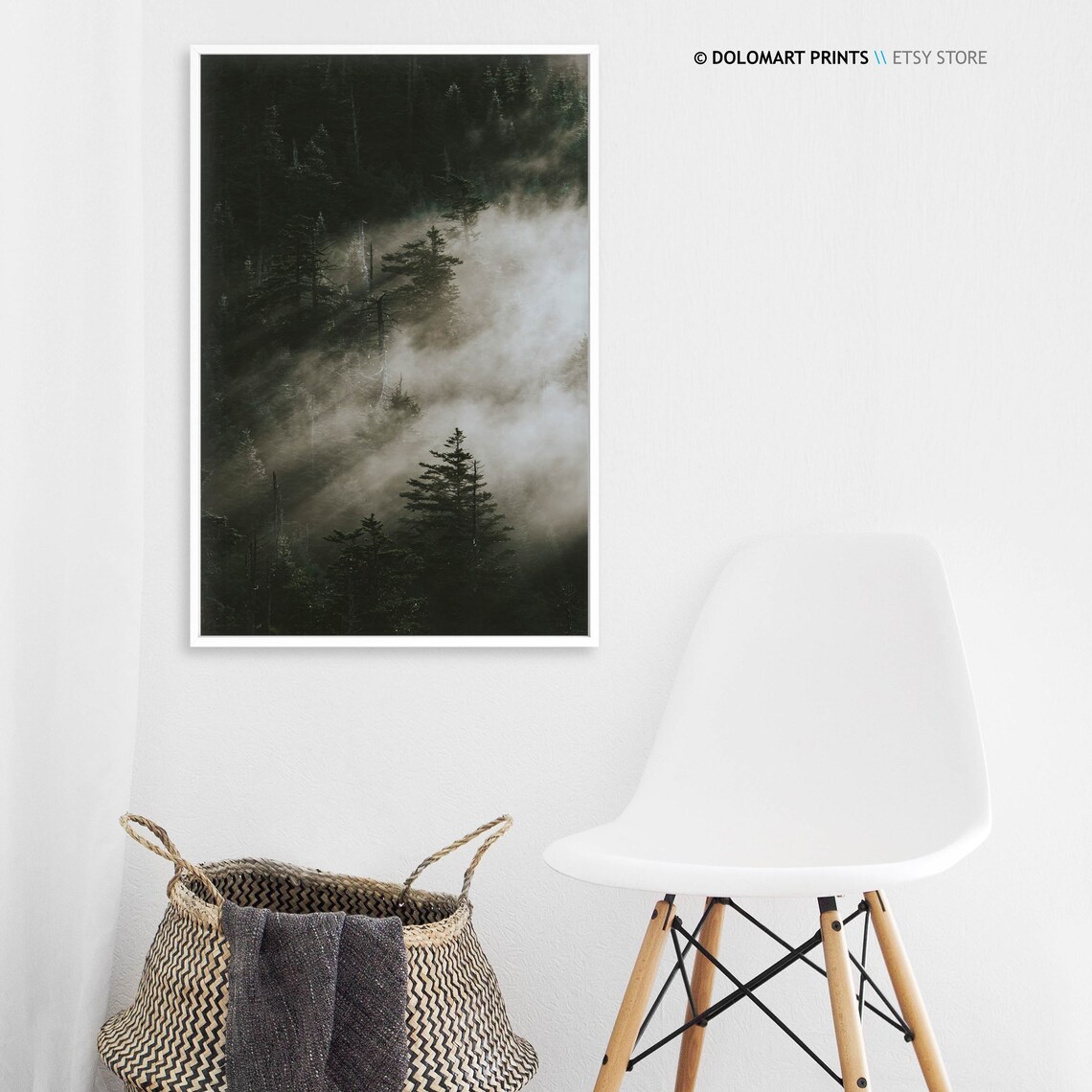 Minimalist Forest Landscape, Moody Nordic Art Print - Image 3