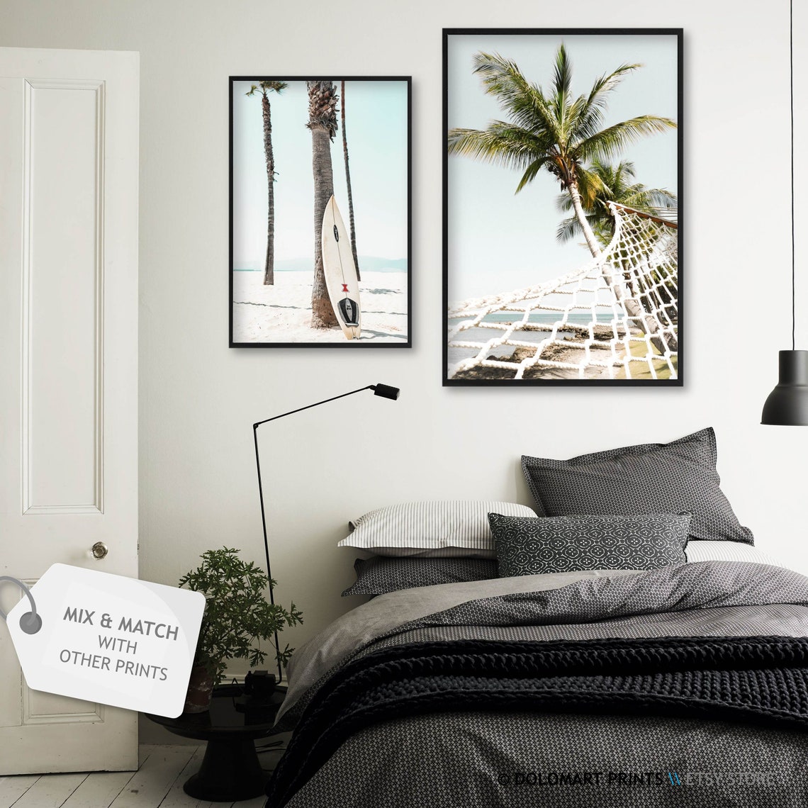 Palm Tree and Hammock on Tropical Beach Relaxing Photography Poster - Image 2