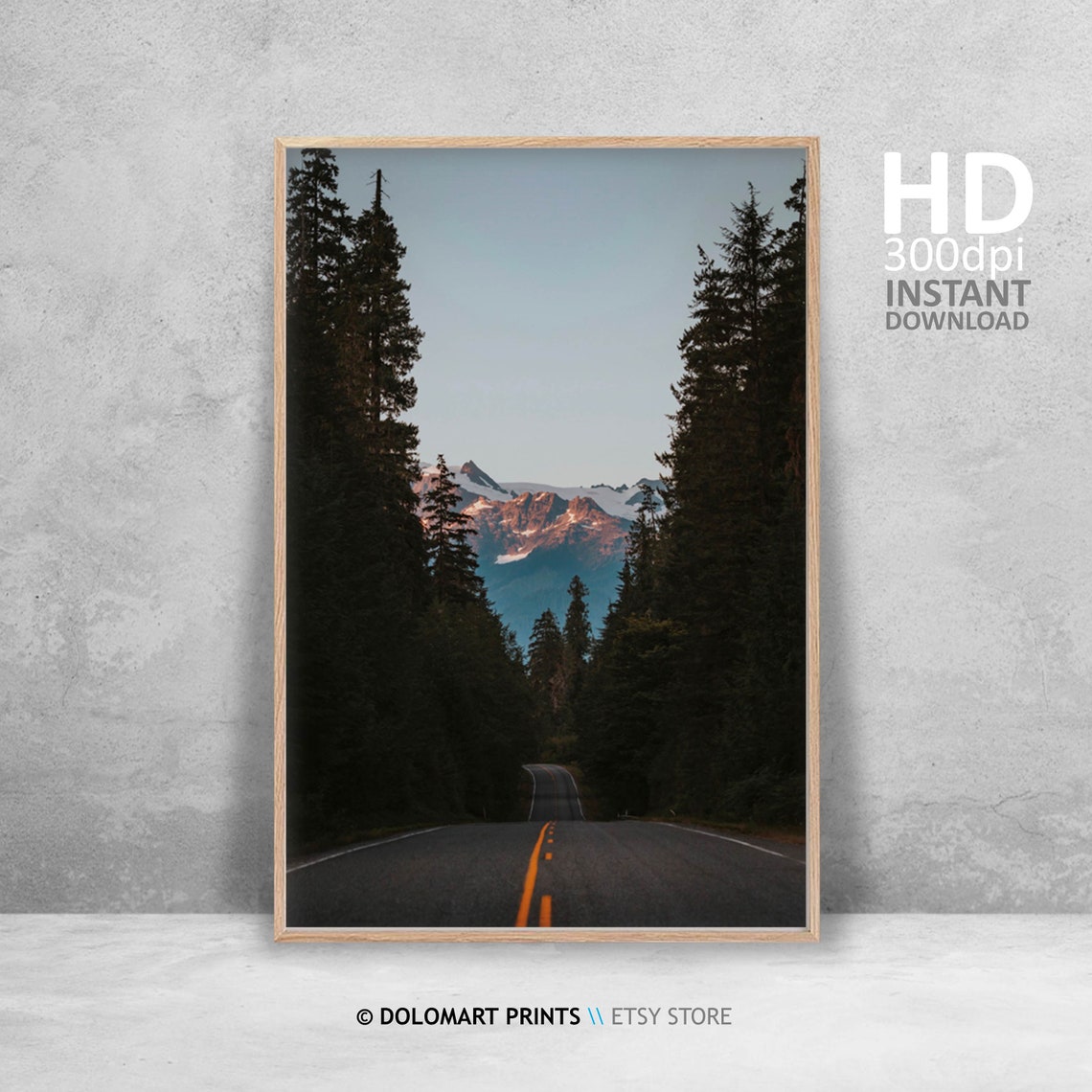 Mountain Road Through Pine Forest At Sunset Scenic Landscape Poster - Image 4