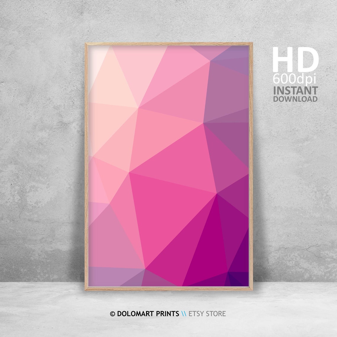 Pink Triangle Mosaic Low Poly Modern Geometric Abstract Poster - Image 4