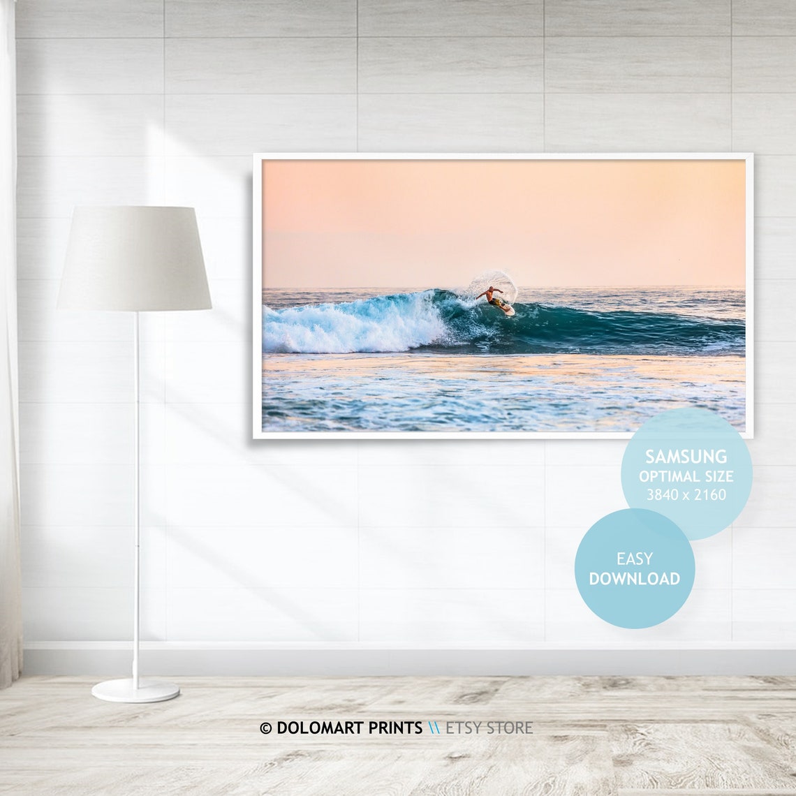 Surfer Riding Wave Sunset Ocean Beach Frame TV Digital Poster - Image 4