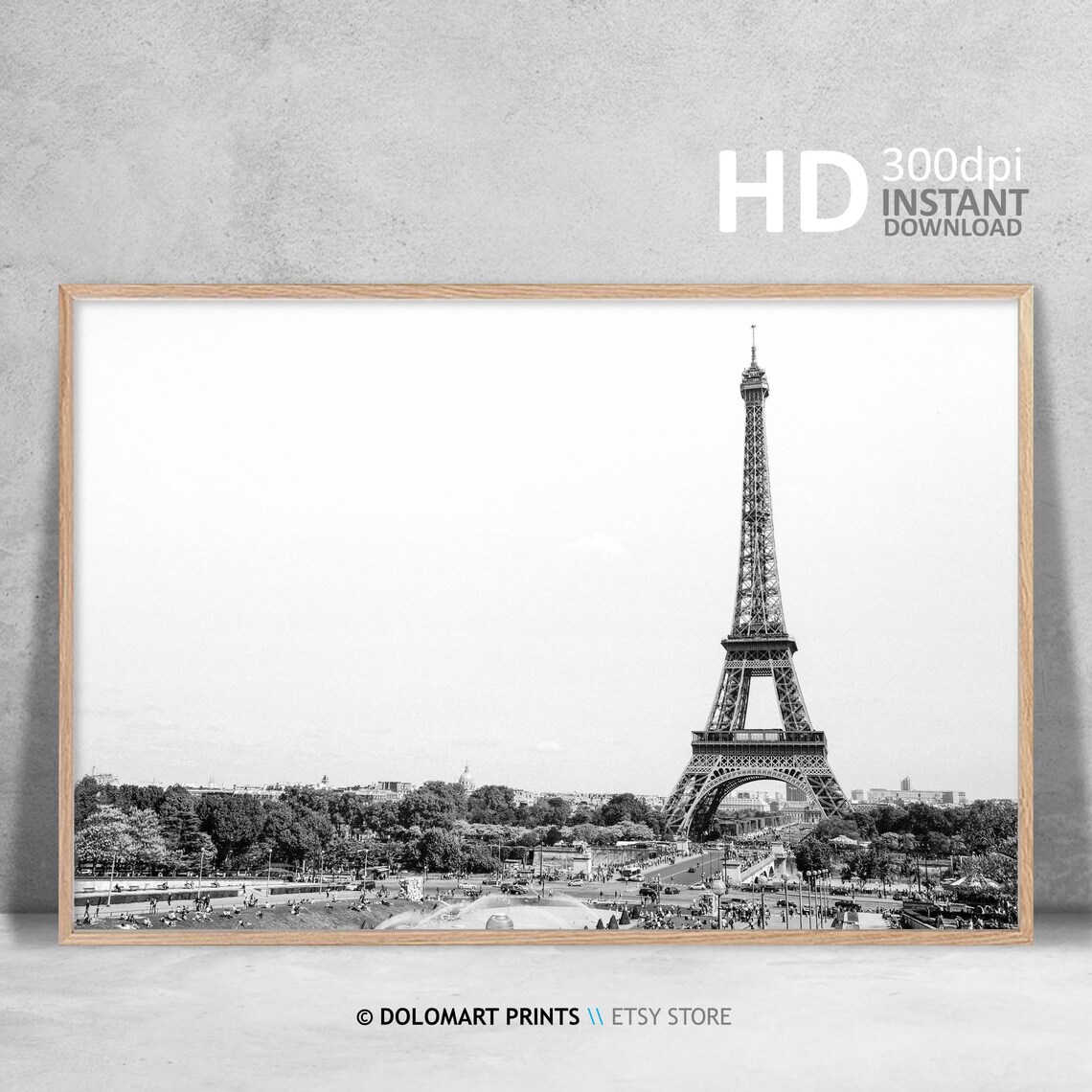 Eiffel Tower Black And White Paris France Landmark Skyline Poster - Image 4
