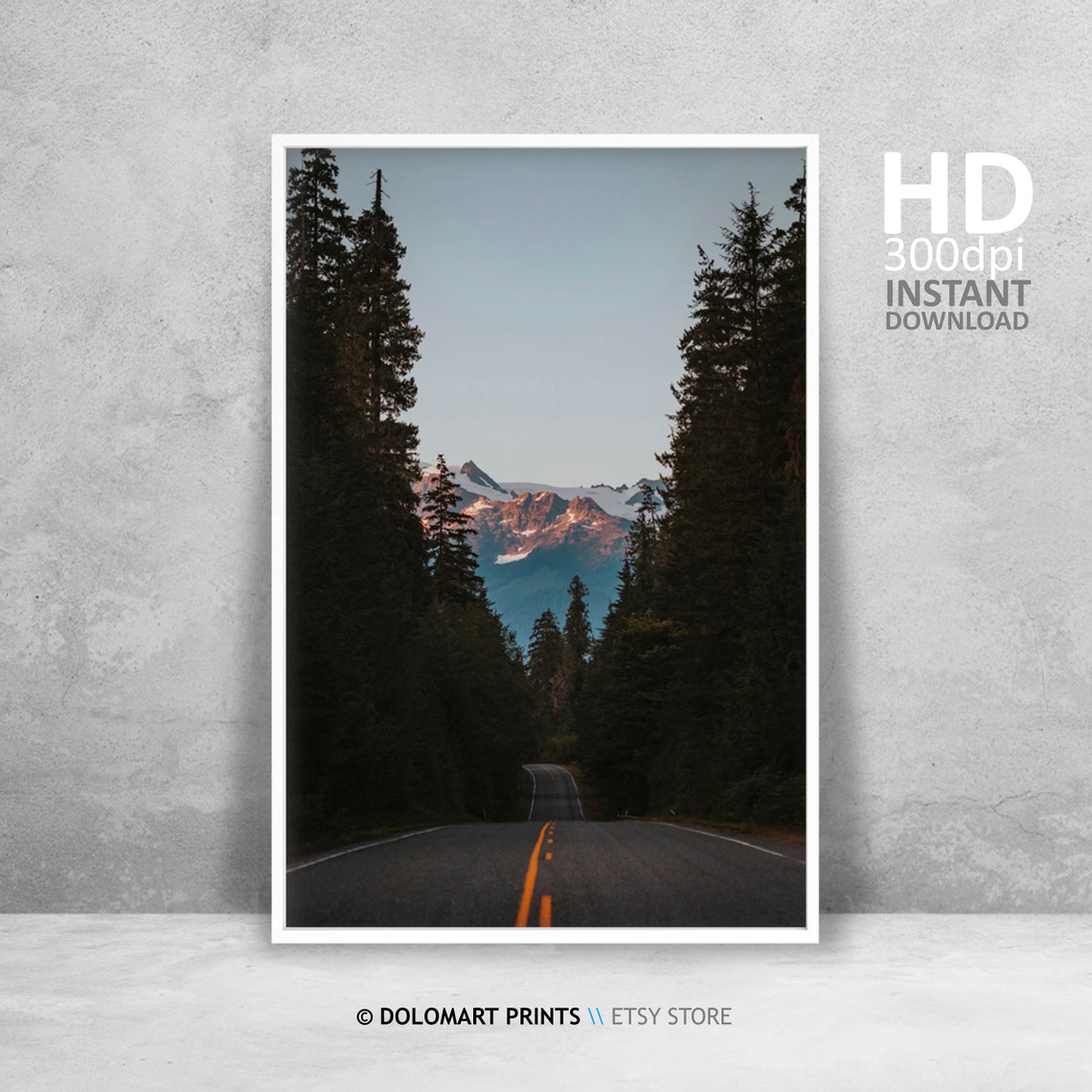 Mountain Road Through Pine Forest At Sunset Scenic Landscape Poster