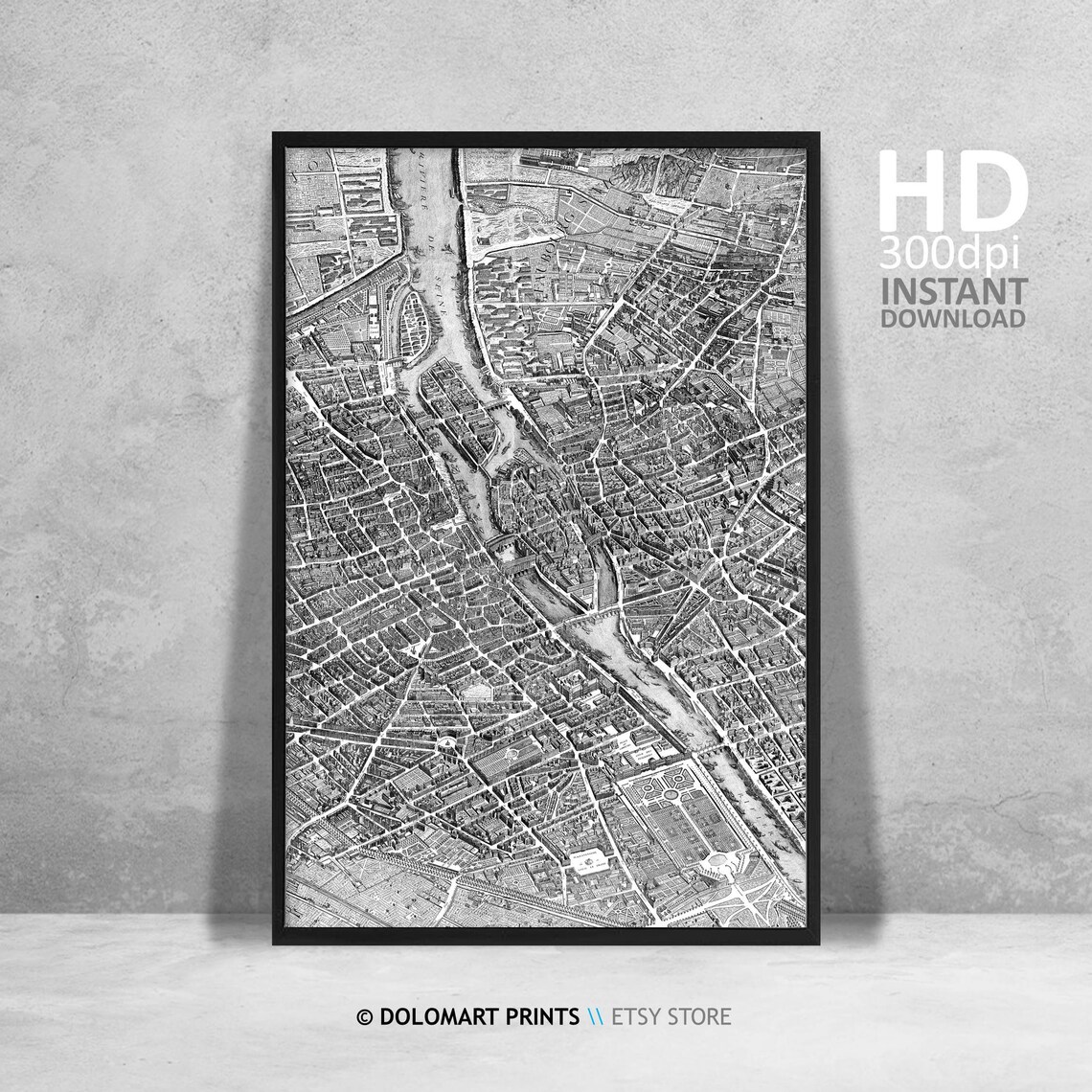 Historic Paris City Map With Street Names, Vintage - Image 4