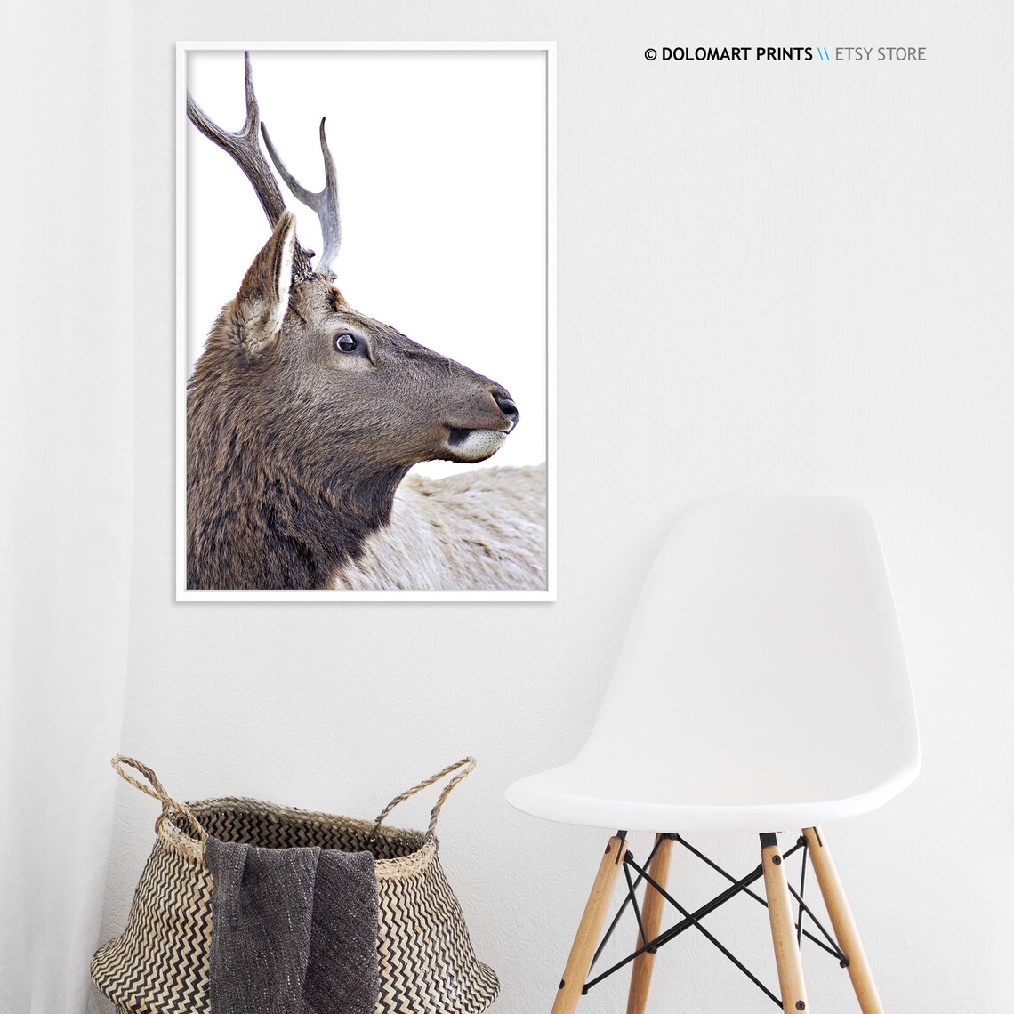Majestic Elk Portrait Close Up Branching Antlers Wildlife Poster - Image 3