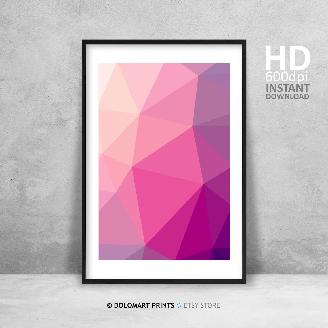 Pink Triangle Mosaic Low Poly Modern Geometric Abstract Poster