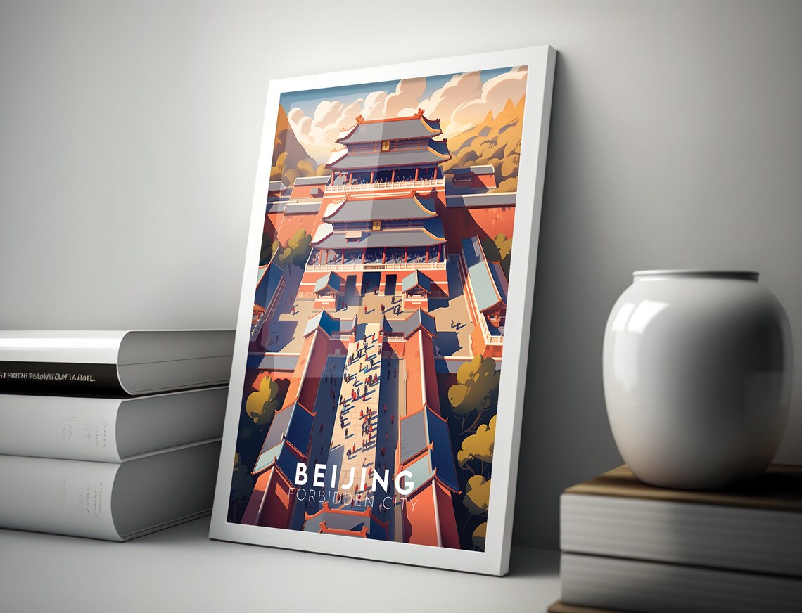 Beijing Forbidden City China Imperial Palace Vintage Travel Poster - Image 3