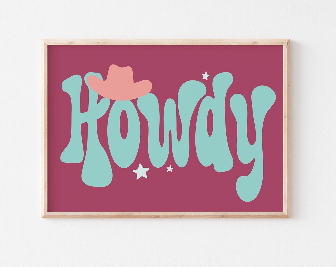 Howdy Retro Typography Art Print, Western Eclectic