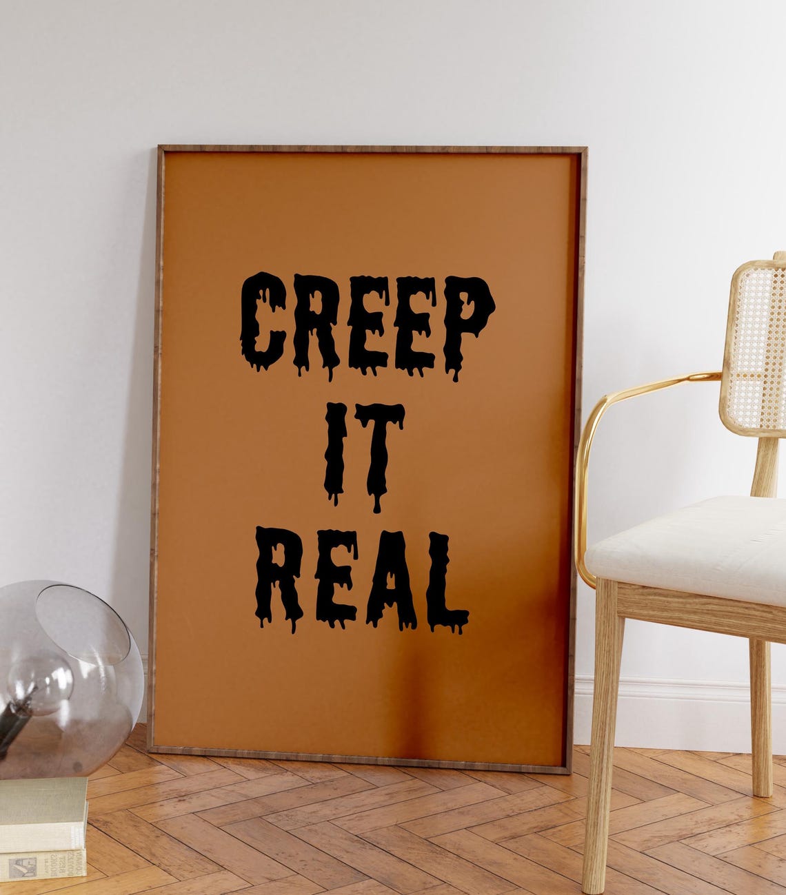 Creep It Real Dripping Black Letters Orange Halloween Poster