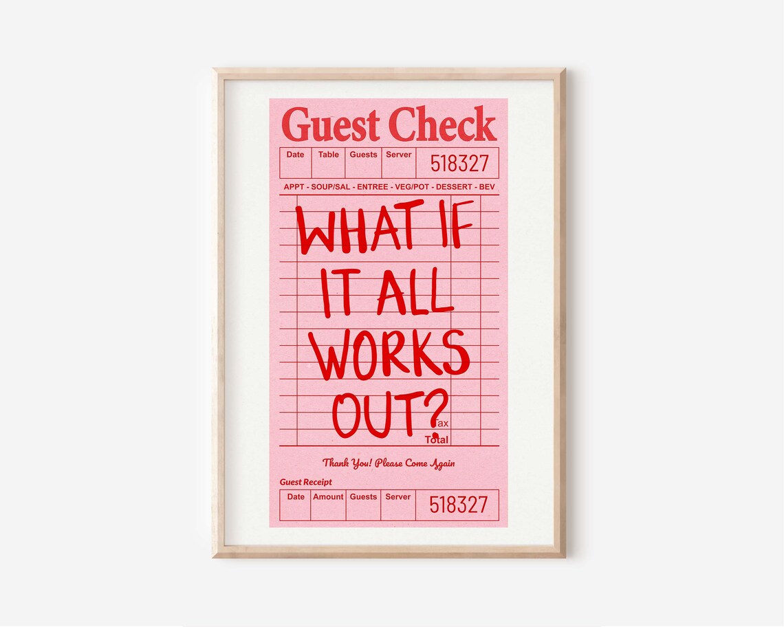 What If It All Works Out Pink Guest Check Motivational Quote Poster - Image 2