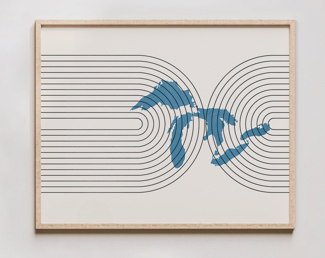 Great Lakes Mid-Century Modern Lake House Art Print