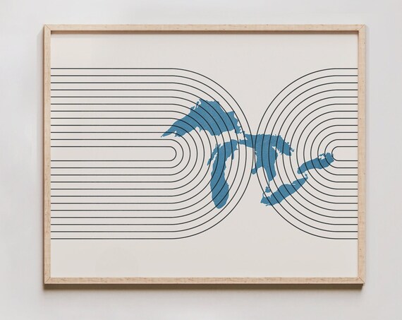 Great Lakes Mid-Century Modern Lake House Art Print