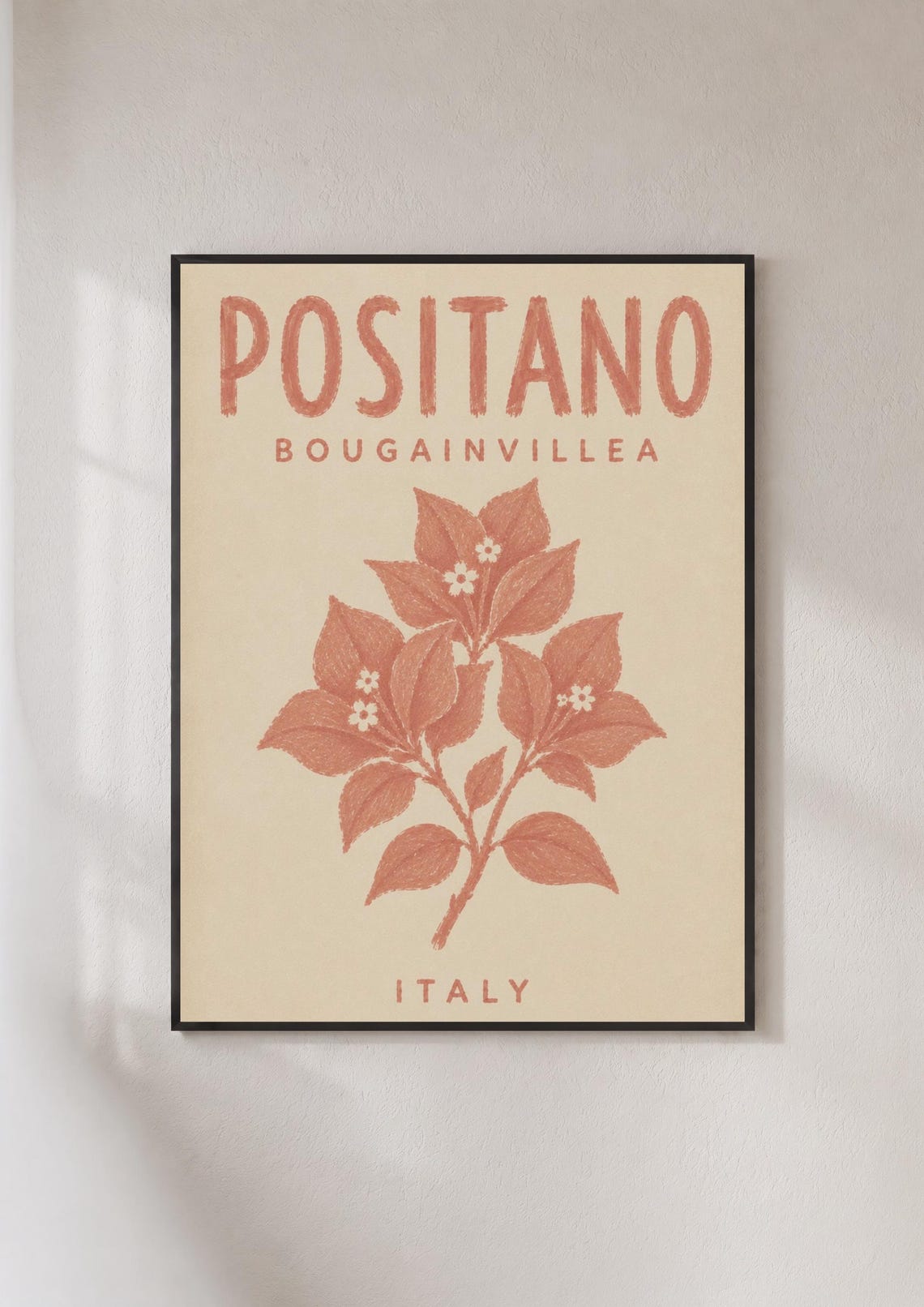 Positano Bougainvillea Italy Terracotta Floral Travel Poster