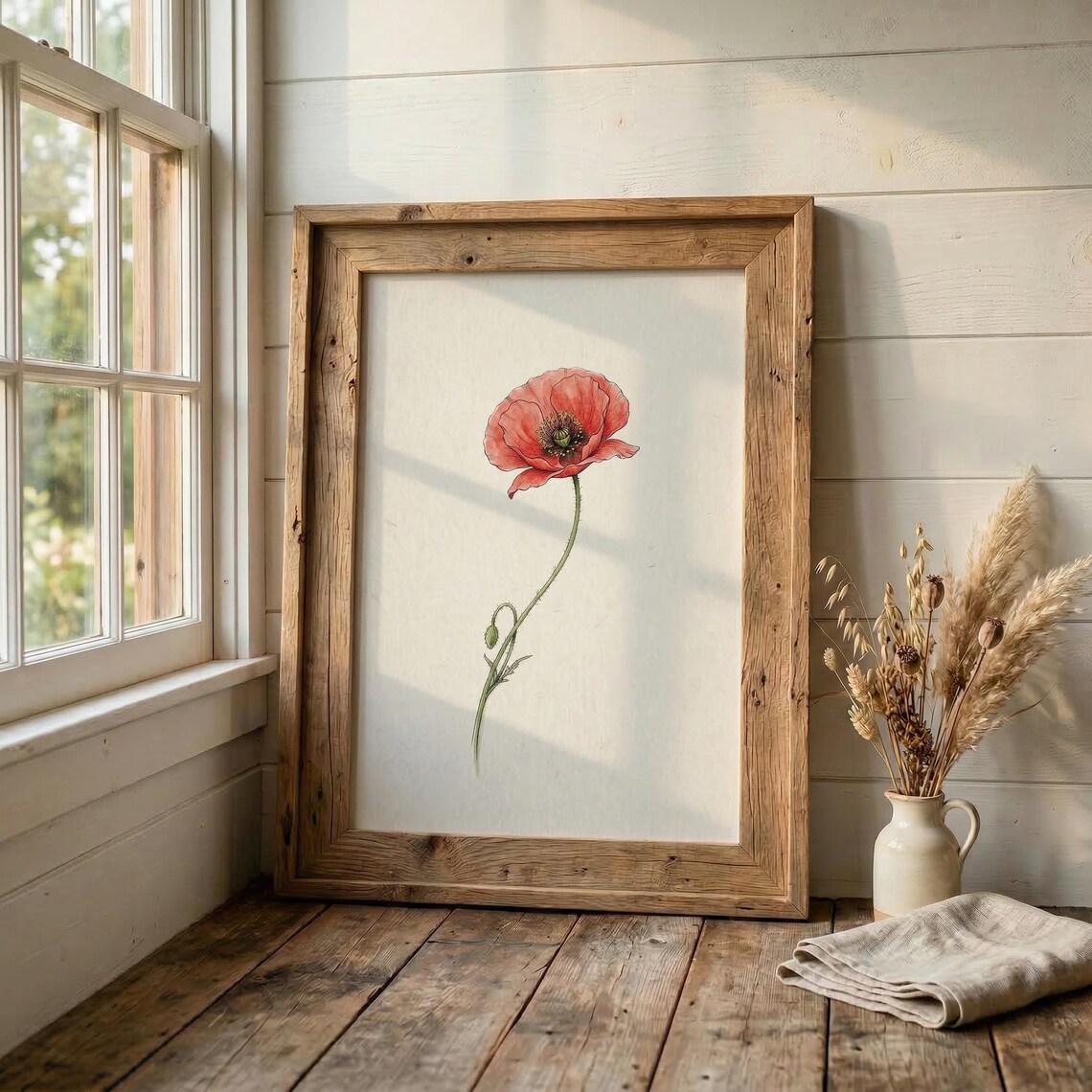 Minimalist Poppy Print, Botanical Wall Art