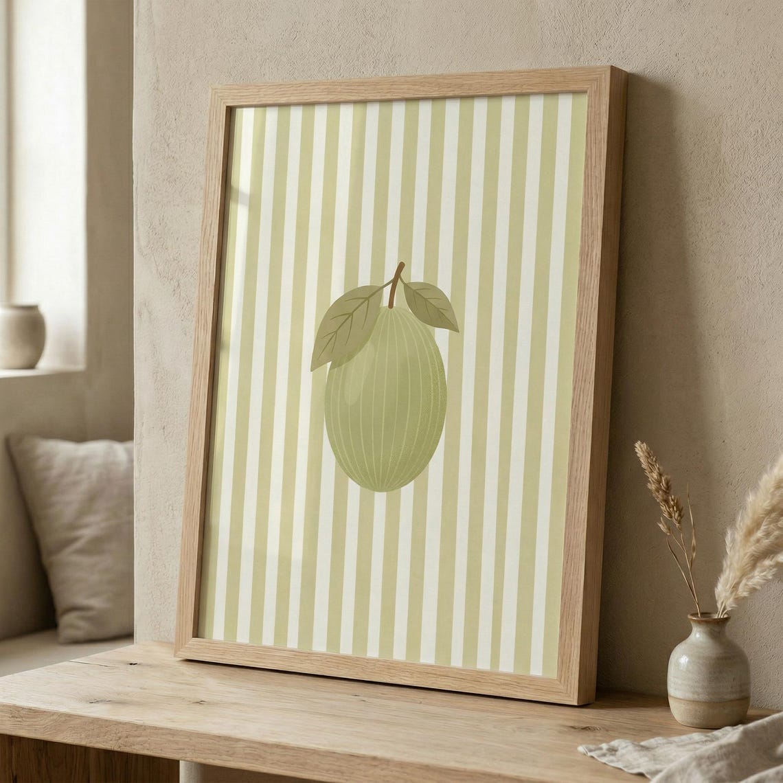 Gooseberry Print Minimalist Kitchen Wall Art Retro Fruit Illustration