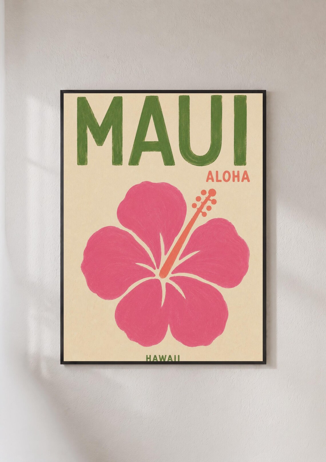 Maui Hawaii Aloha Hibiscus Retro Travel Poster