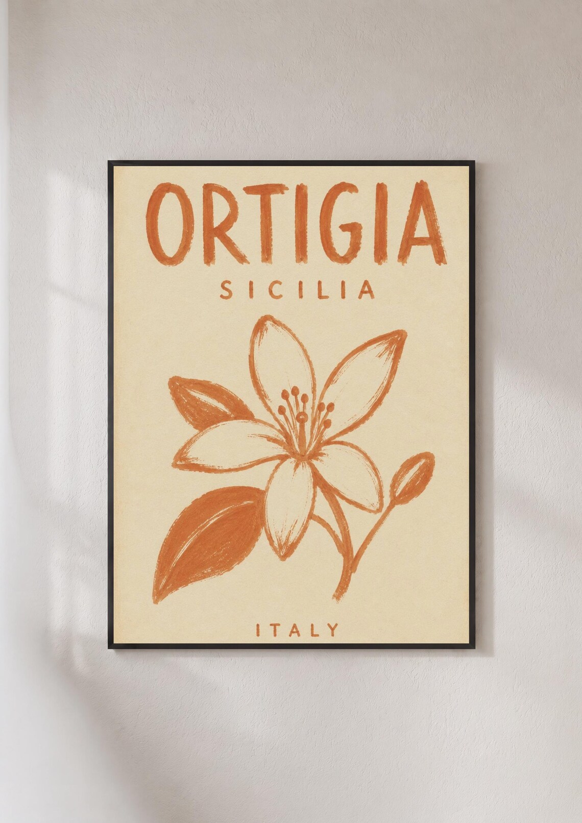 Ortigia Sicilia Italy Citrus Blossom Botanical Travel Poster