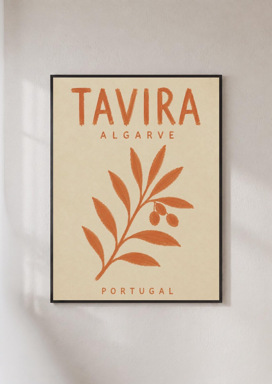 Tavira Algarve Portugal Olive Branch Terracotta Travel Poster