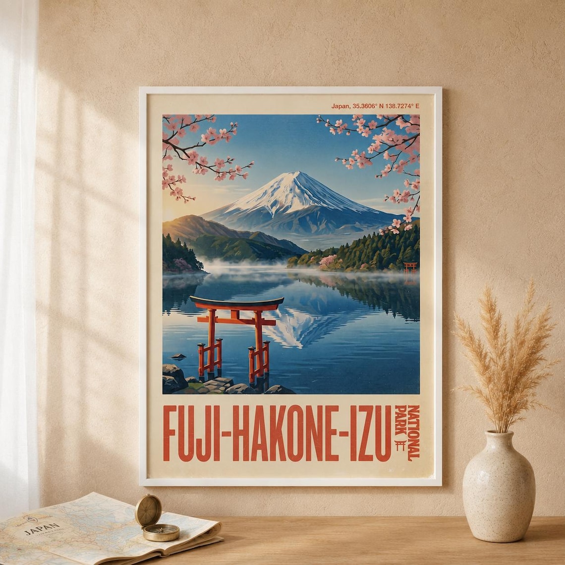 Fuji Hakone Izu National Park Vintage Travel Poster