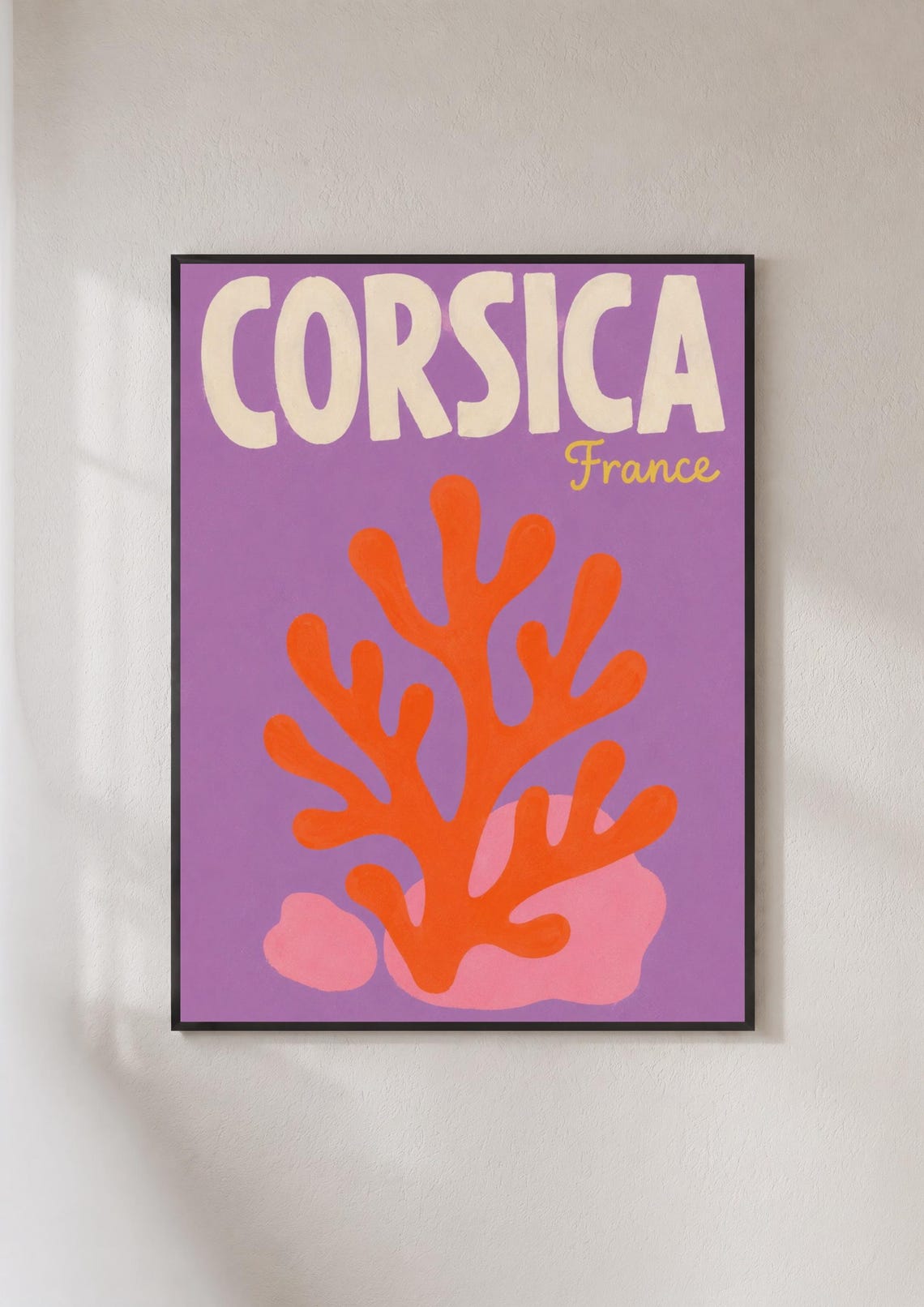 Corsica France Purple Coral Reef Retro Mediterranean Travel Poster