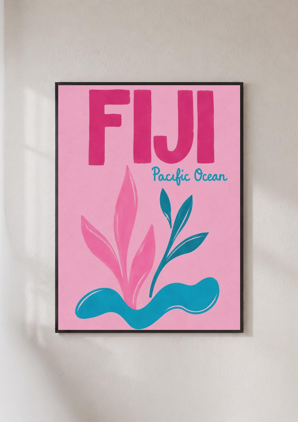 Fiji Pacific Ocean Retro Tropical Travel Poster