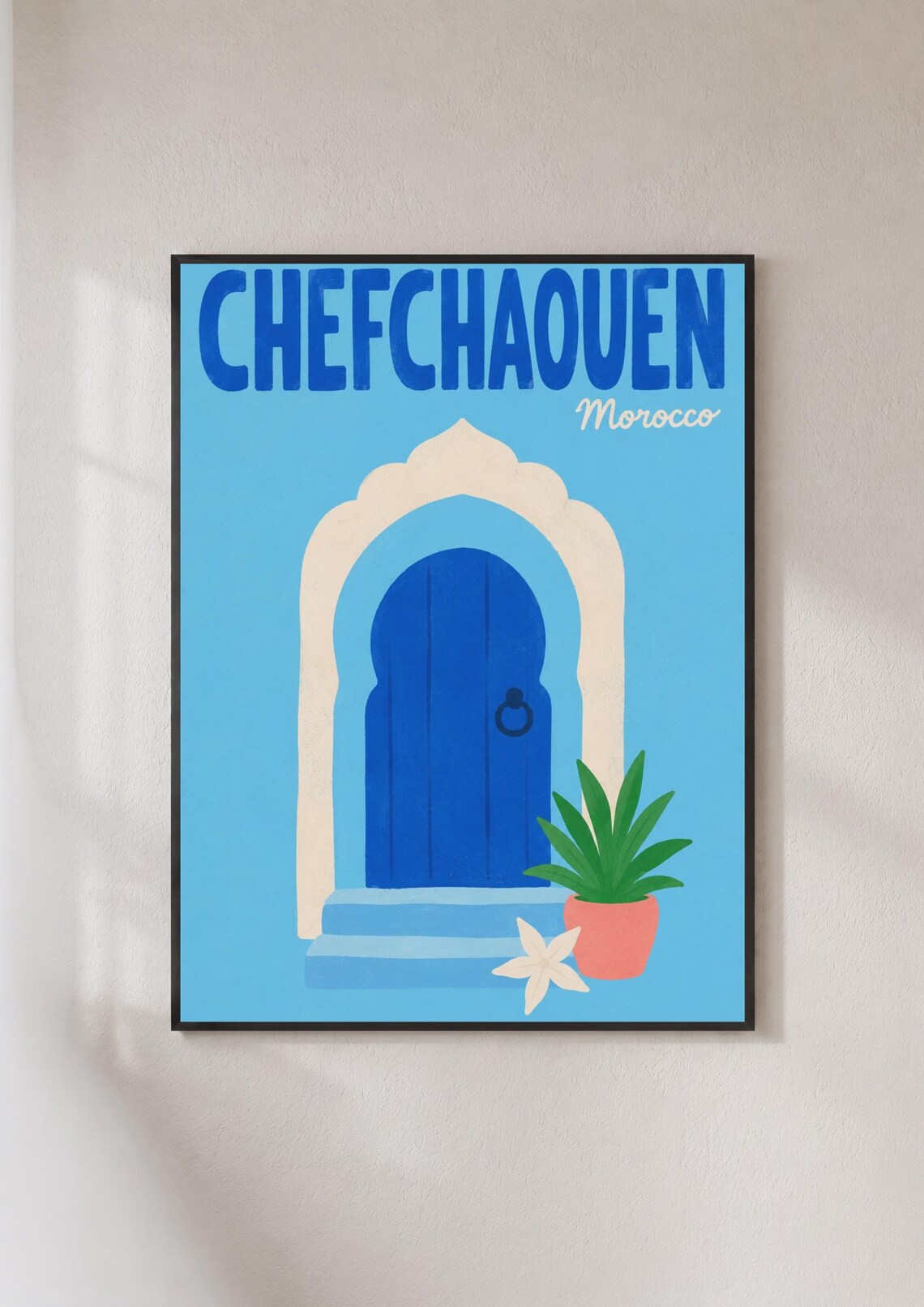 Chefchaouen Morocco Travel Poster, Blue City
