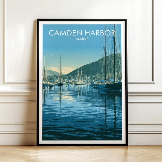 Camden Harbor Maine Poster Usa Travel Wall Art American Cityscape Print Gift