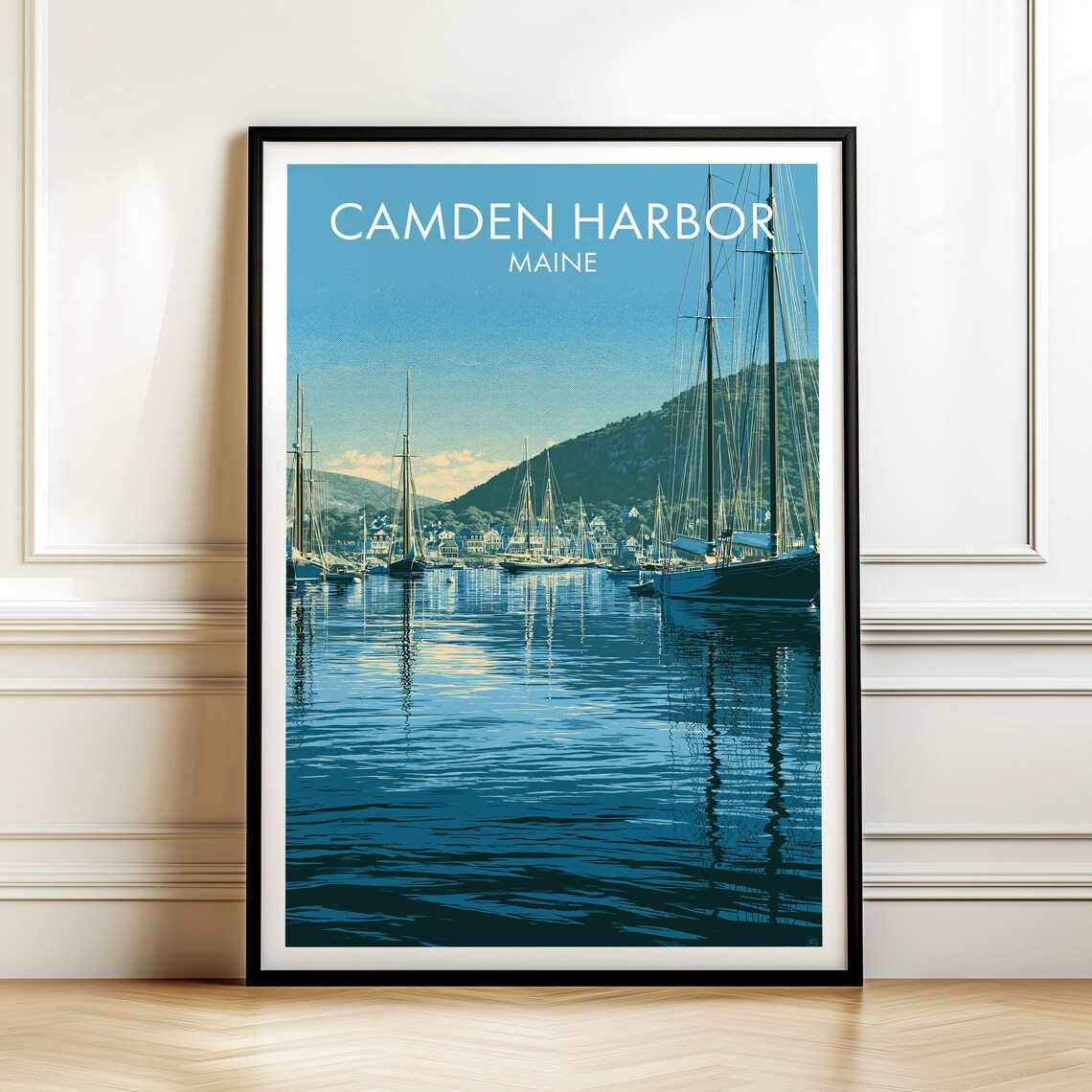 Camden Harbor Maine Travel Poster Sailboats Ocean Marina Seaside Gift