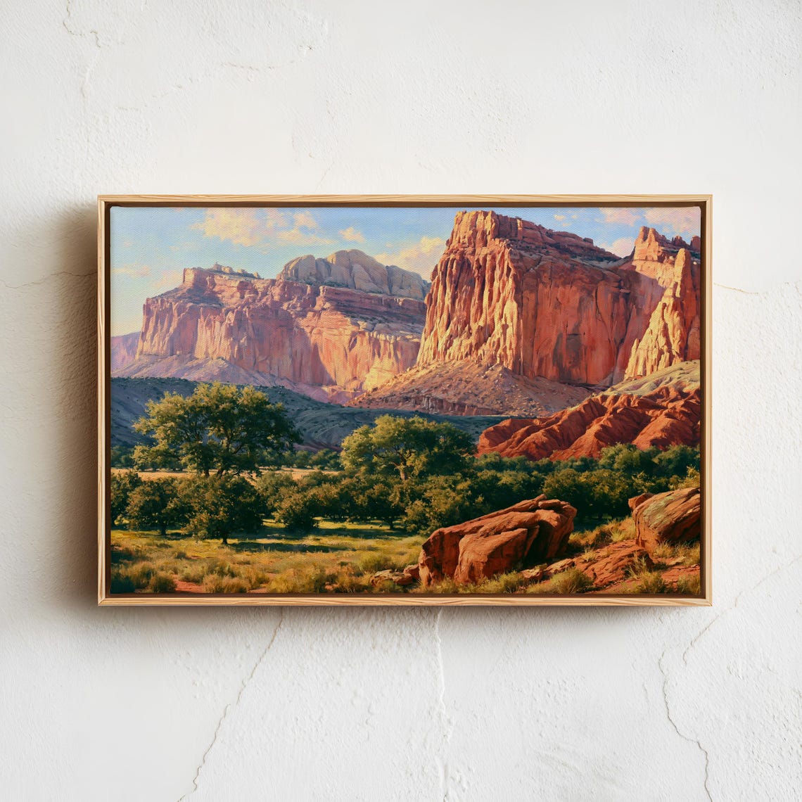 Capitol Reef National Park Red Cliffs Orchard Desert Landscape Poster
