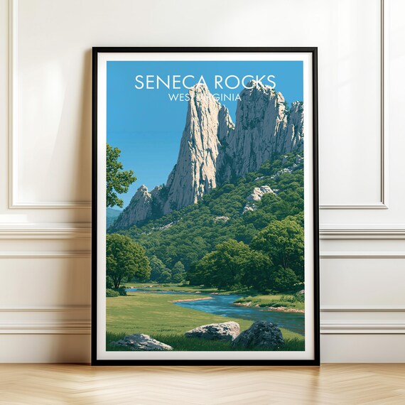 Seneca Rocks West Virginia Cliffs Vintage Style Travel Poster