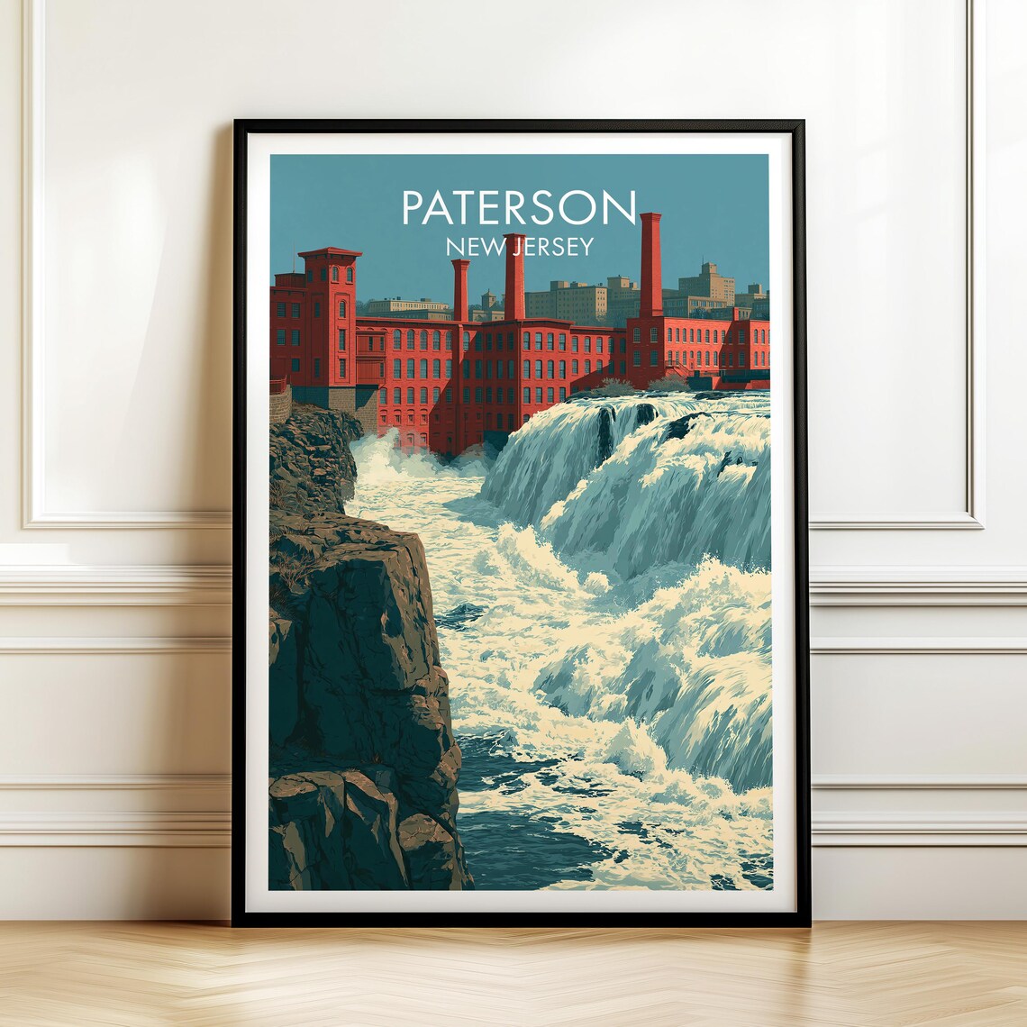 Paterson New Jersey Great Falls Industrial Travel Art Poster