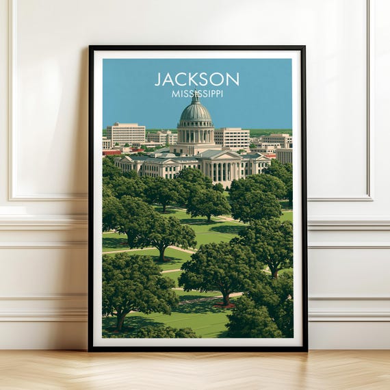 Jackson Mississippi Vintage Travel Poster
