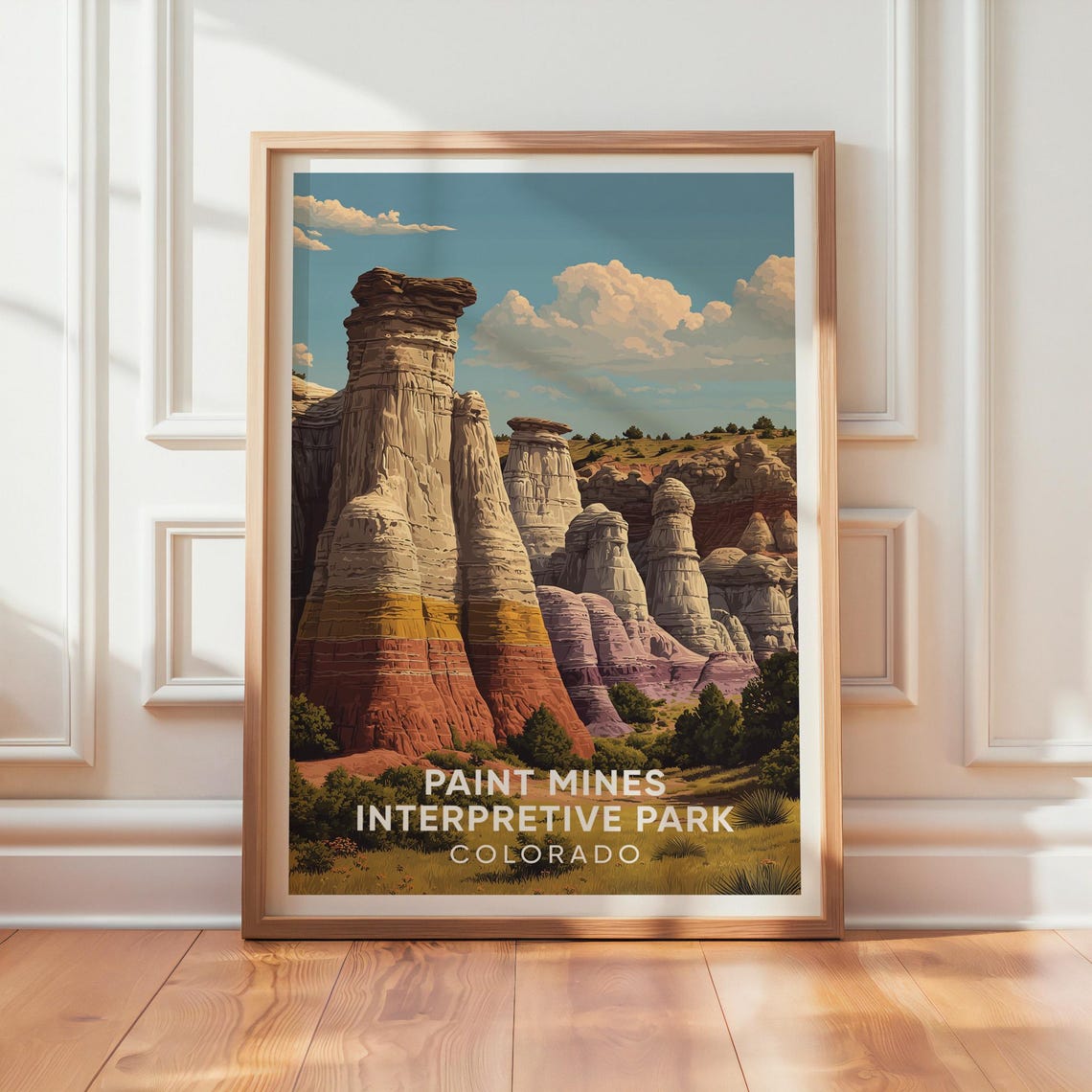 Paint Mines Colorado Travel Scene Colorful Hoodoo Formations Print