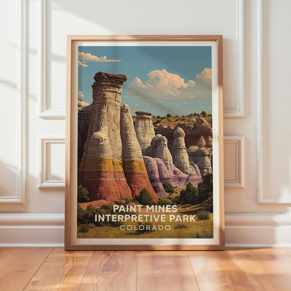 Paint Mines Colorado Travel Scene Colorful Hoodoo Formations Print